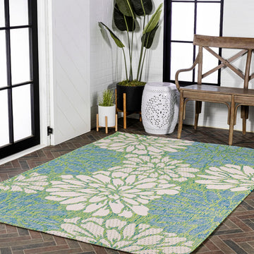 Zinnia Modern Floral Textured Weave Indoor/outdoor Area Rug